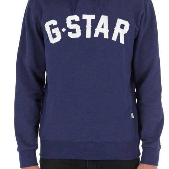 G-Star Men's Navy Hoodie with White Logo - Picture 3 of 4